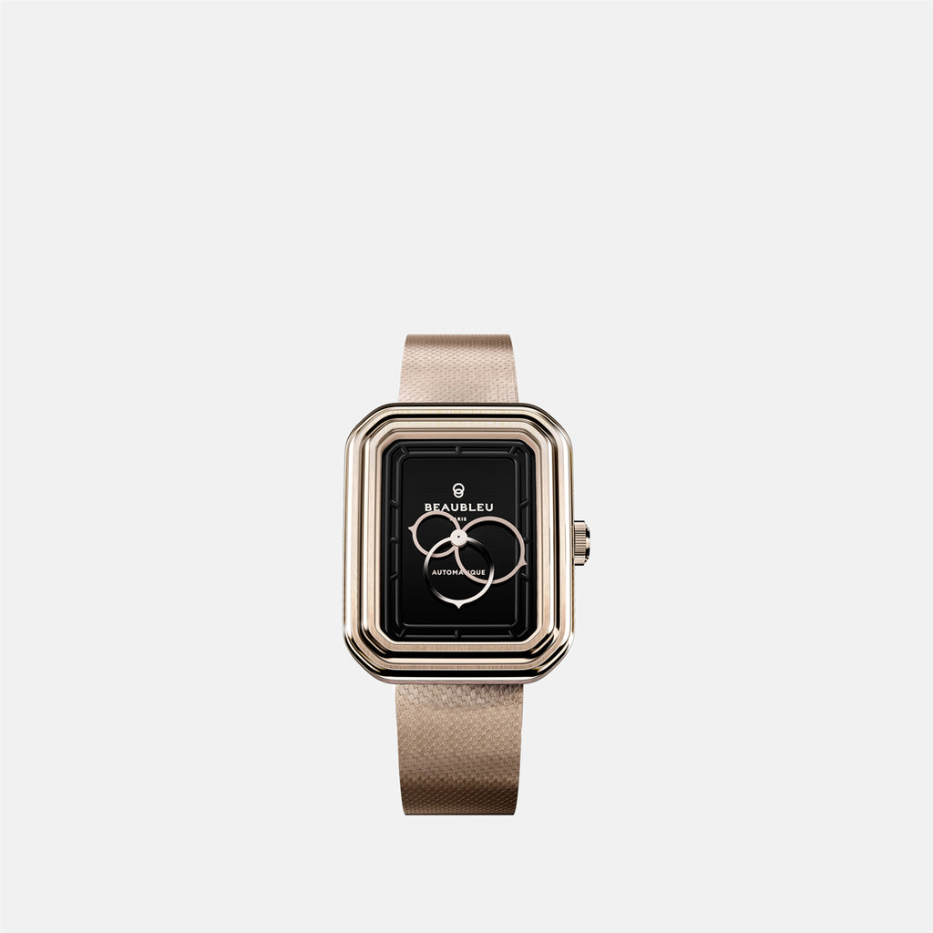 Bijoux Ecce Figura Onyx Bracelet Rose Gold Steel Watch Beaubleu Doré Unisexe