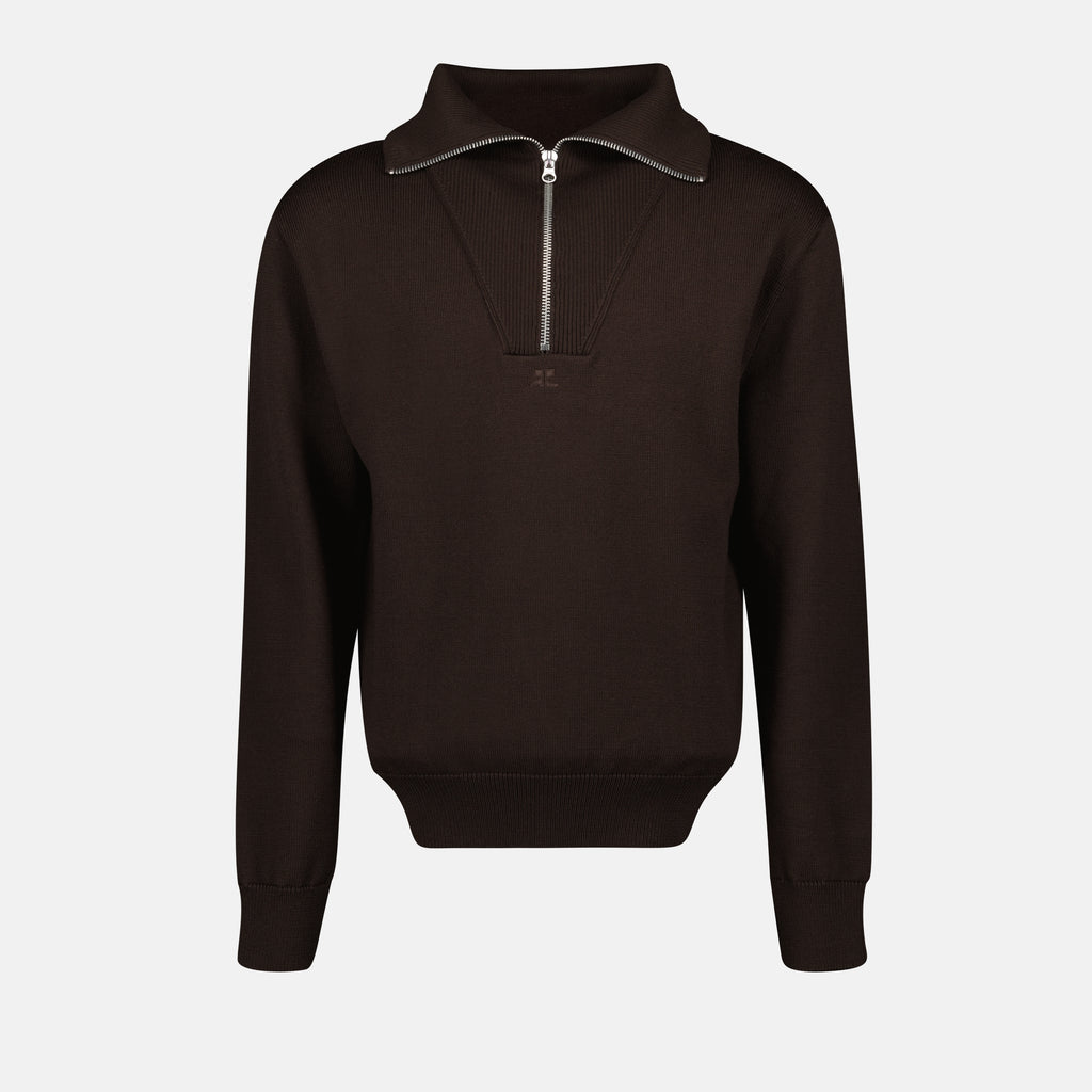 Maille Pull à col cheminée Courrèges Marron Homme