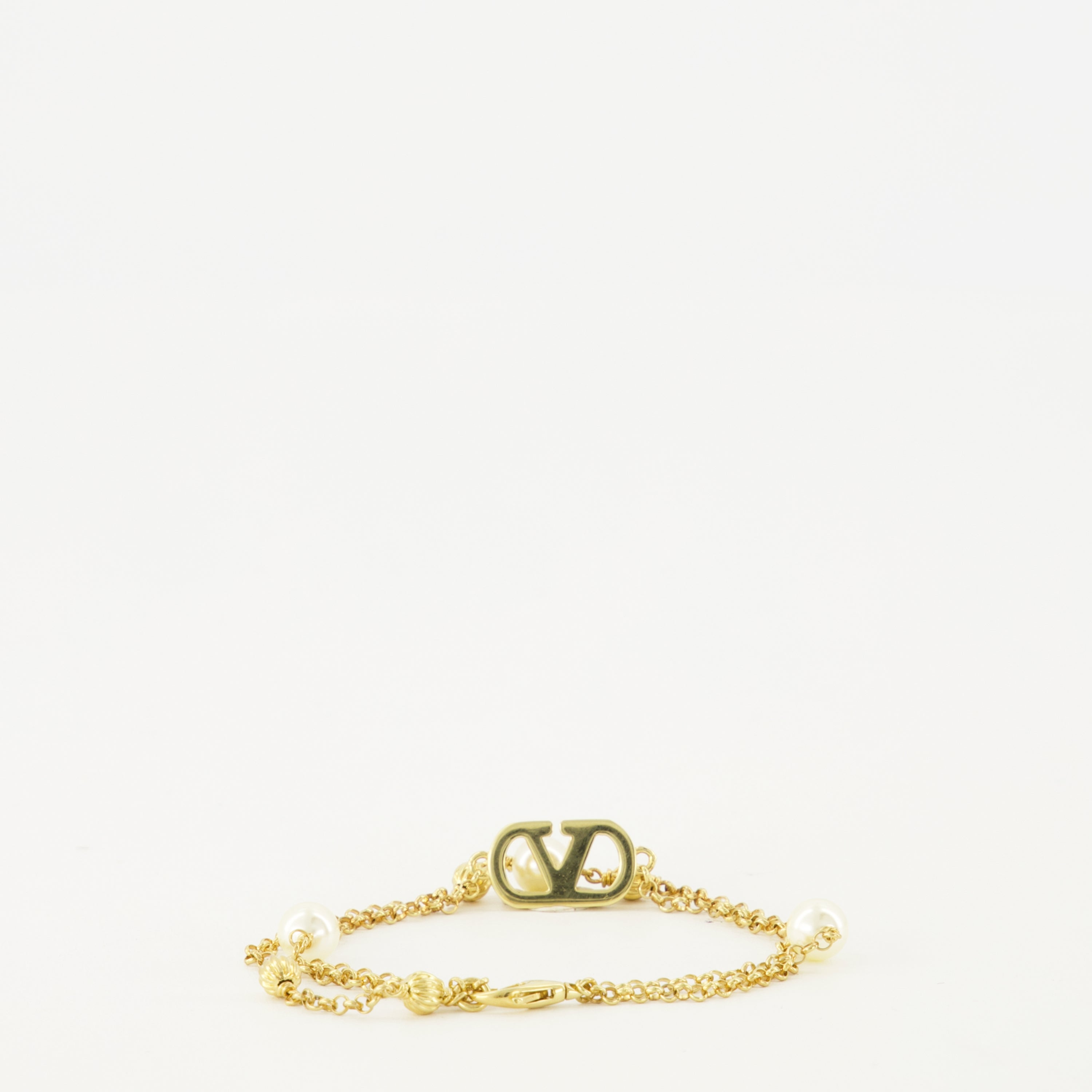 Bijoux VLogo Bracelet with Pearls and Swarovski® Crystals in Gold Valentino Garavani Doré Femme