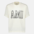Image de l'article T-shirt imprimé blanc de la marque Ami PARIS pour Unisex - Saison Printemps-Été 2026 - Vue de Face