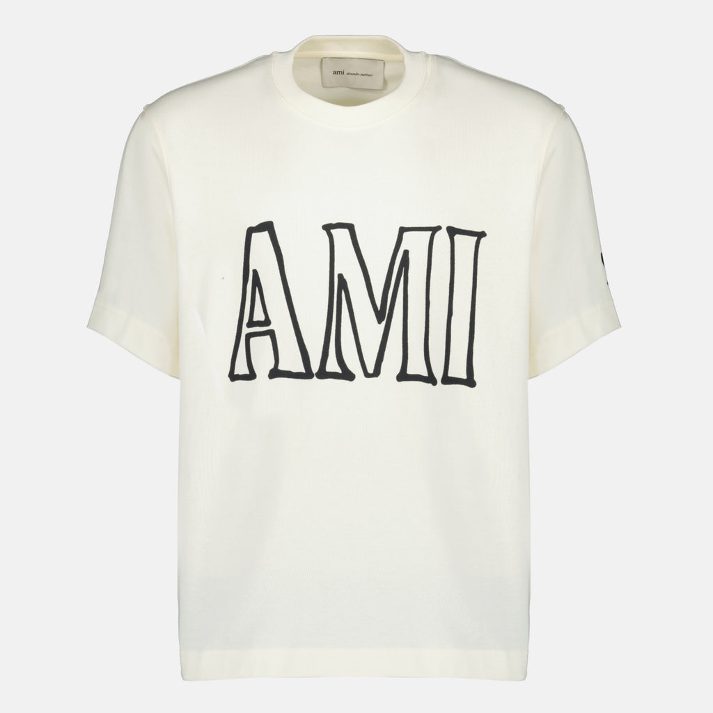 Imagen de la camiseta blanca estampada de la marca Ami PARIS para unisex - Temporada Primavera-Verano 2026 - Vista Detallada 3