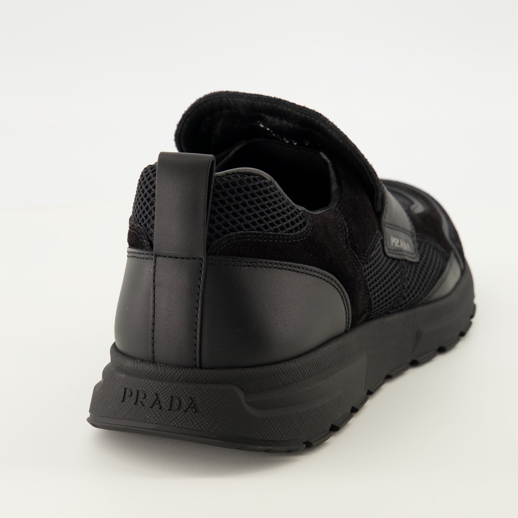Baskets 프락스 블랙 메쉬 스니커즈 Prada Noir Homme