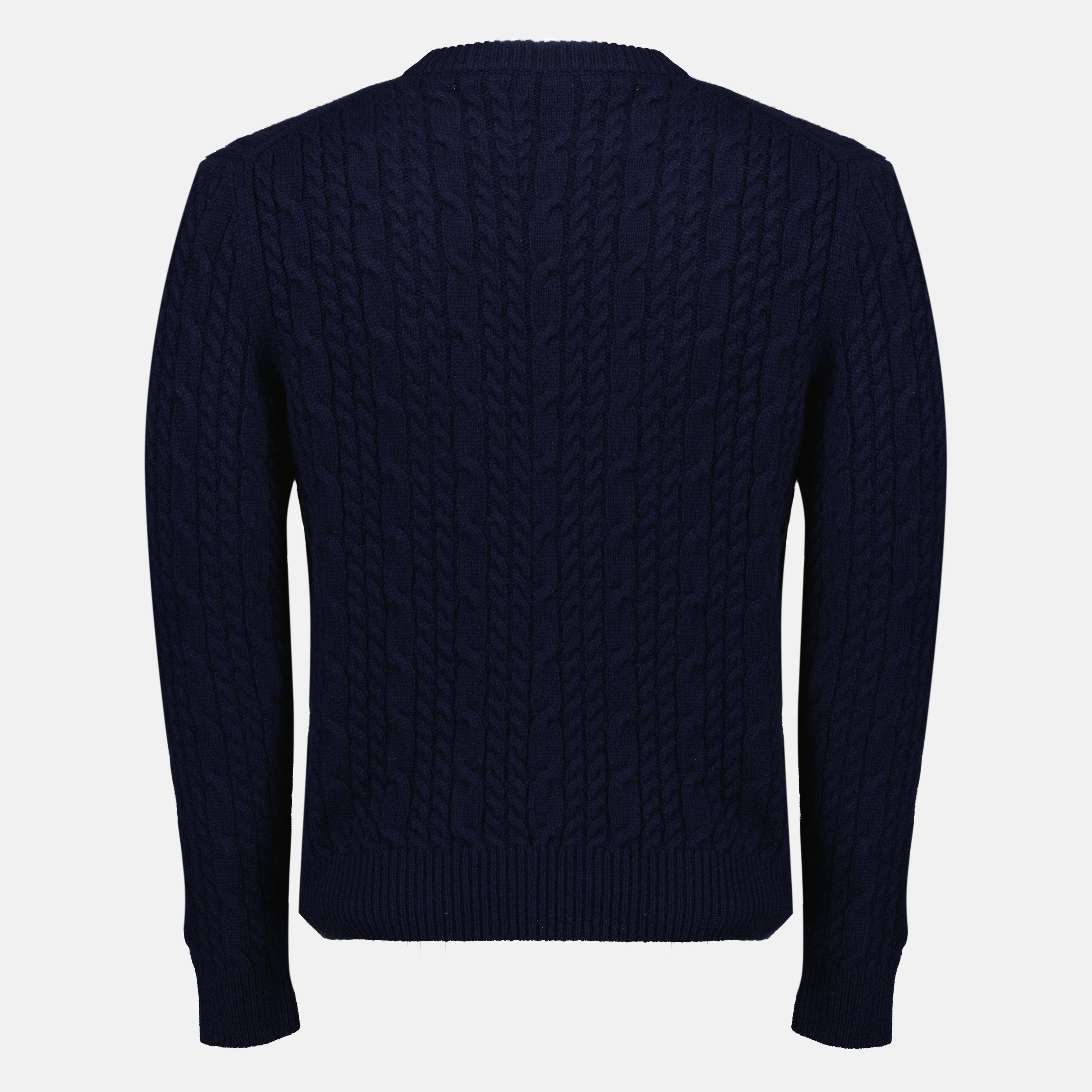 Bild des marineblauen Strickpullovers der Marke Dior für Herren - Frühjahr-Sommer 2026 - Rückansicht
