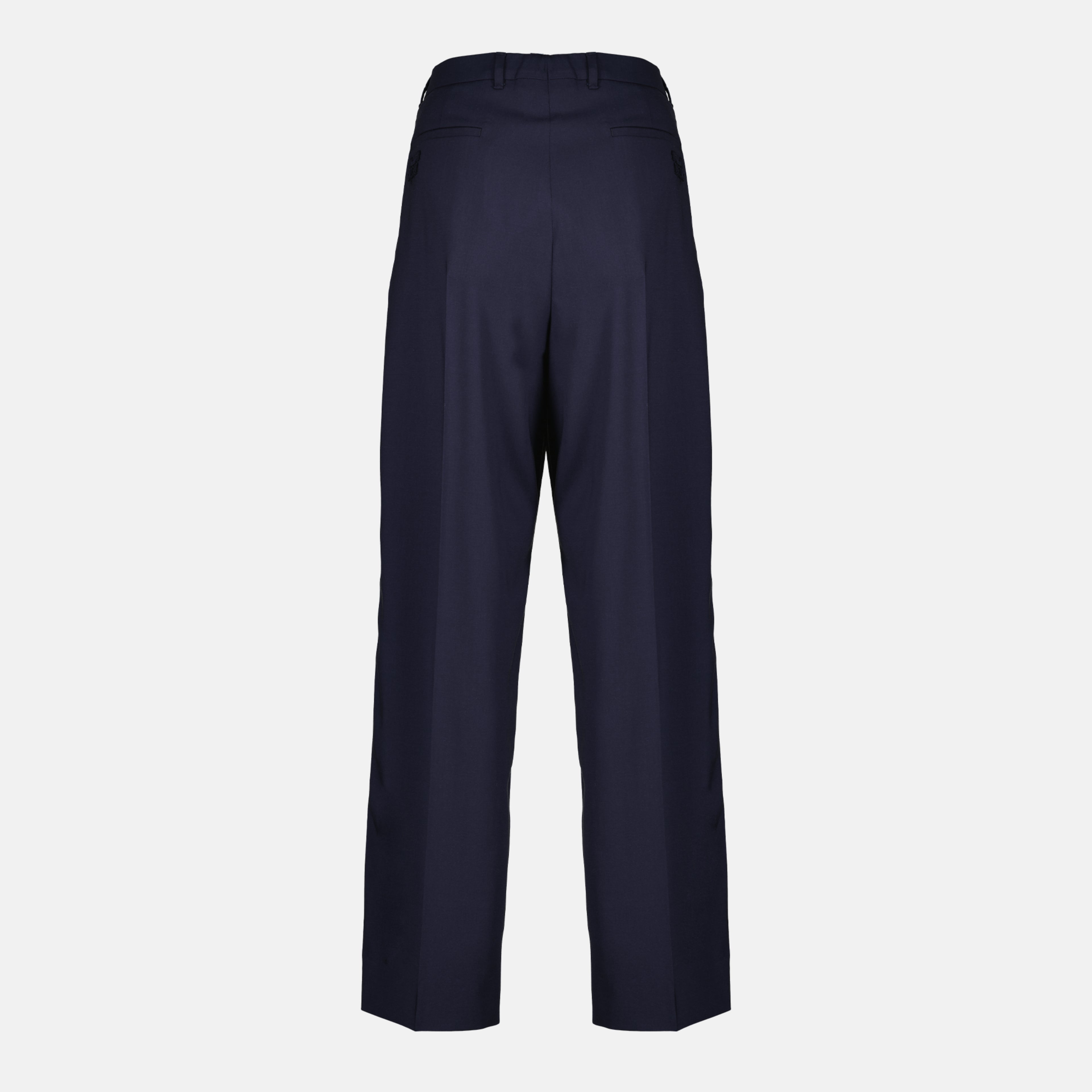 Image of the article Navy blue wool trousers by the brand Miu Miu for Women - Spring-Summer 2026 - Back View