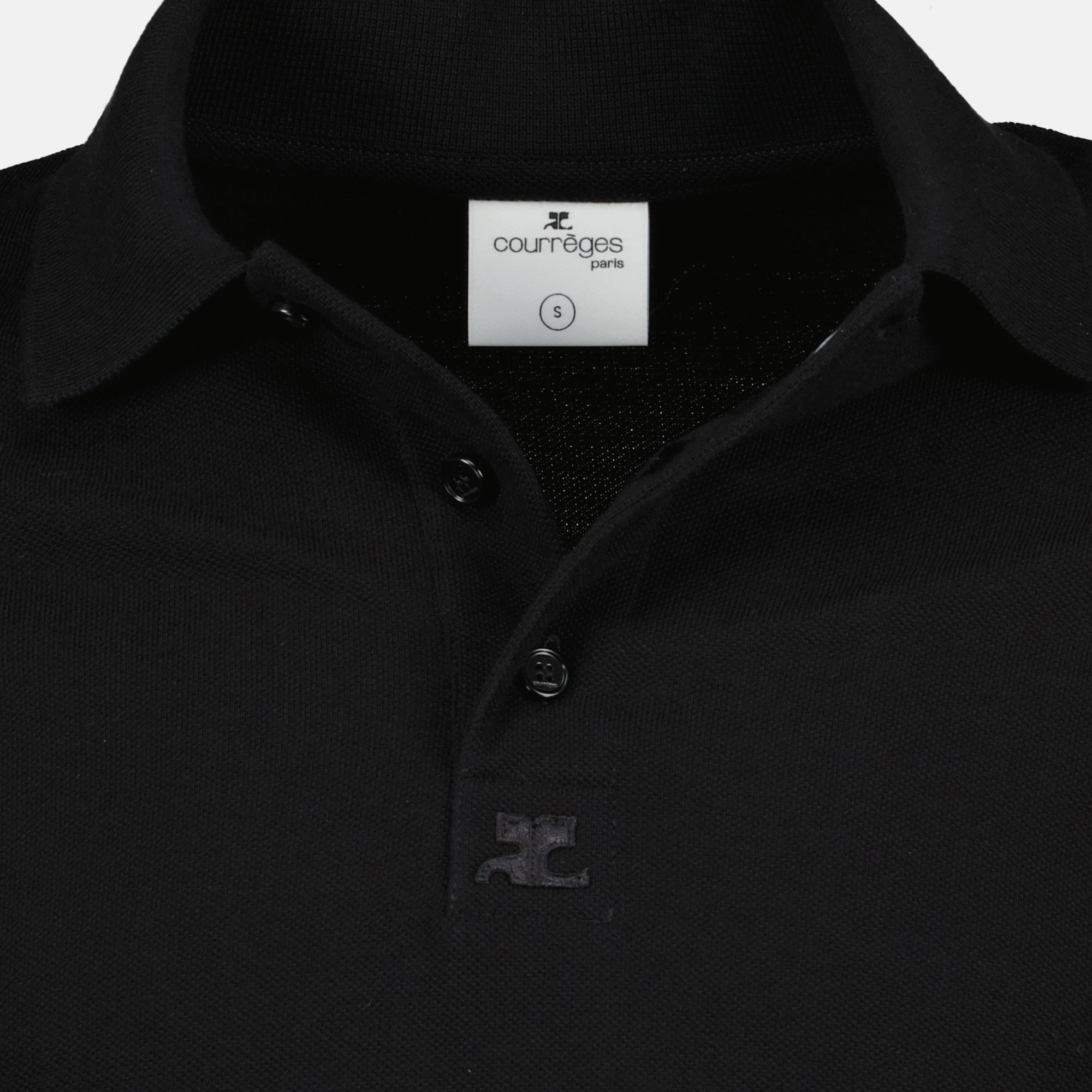 Imagen de la camisa polo de algodón negro de la marca Courrèges para Hombre - Temporada Primavera-Verano 2026 - Vista Detallada_2