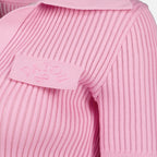 Image de l'article T-shirt côtelé rose de la marque Patou pour Femme - Saison Printemps-Été 2026 - Vue détaillée_2