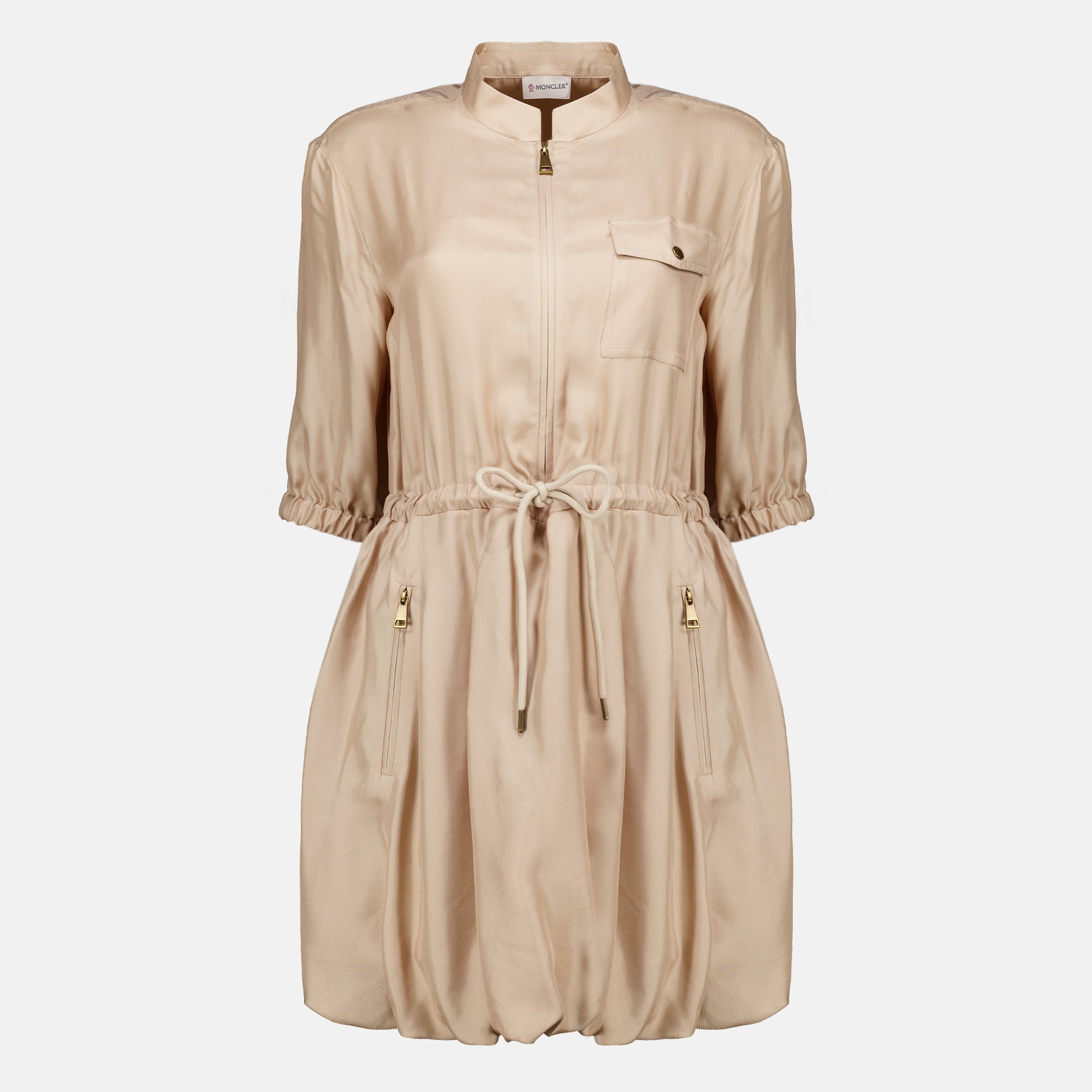 Robes Beige Seidenserge Hemdblusenkleid Moncler Beige Femme