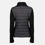 여성용 Moncler 브랜드의 검은색 이중 소재 카디건 이미지 - 2026 봄 여름 시즌 - 뒷면 보기