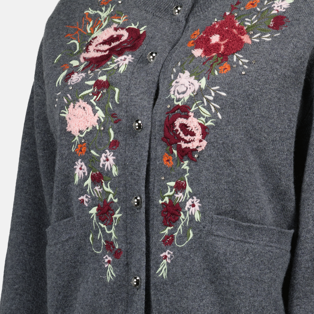 Maille Cardigan en laine et cachemire Rabanne Gris Femme