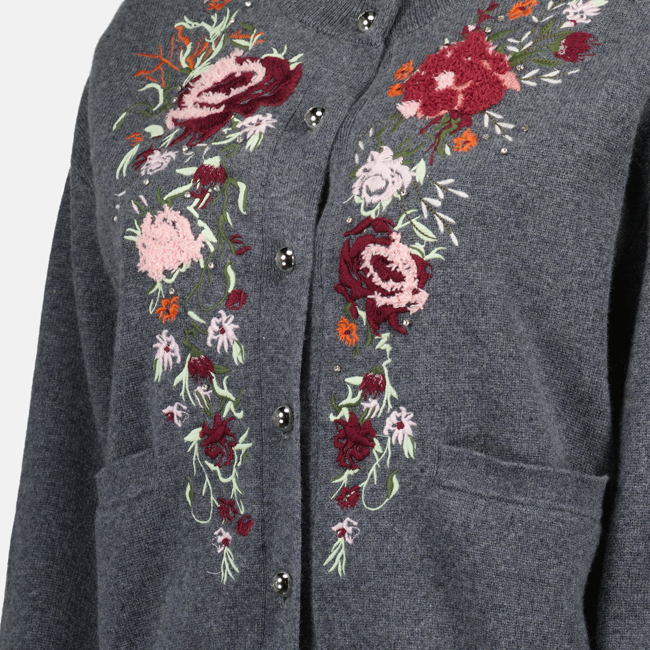 Maille Cardigan en laine et cachemire Rabanne Gris Femme