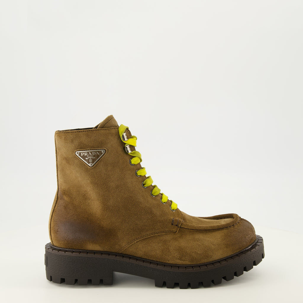 Bottes et bottines Botas de Cano Baixo em Camurça Castanha Prada Marron Homme