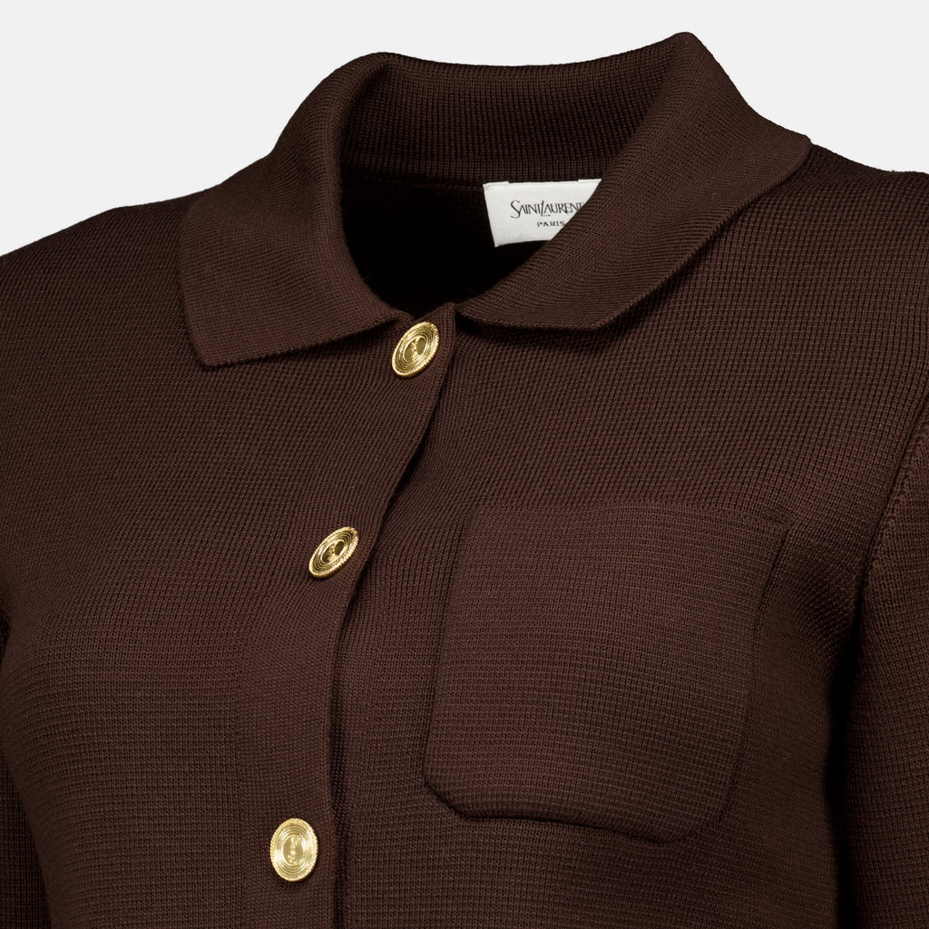 Vestes Cardigan en laine marron Saint Laurent Marron Femme
