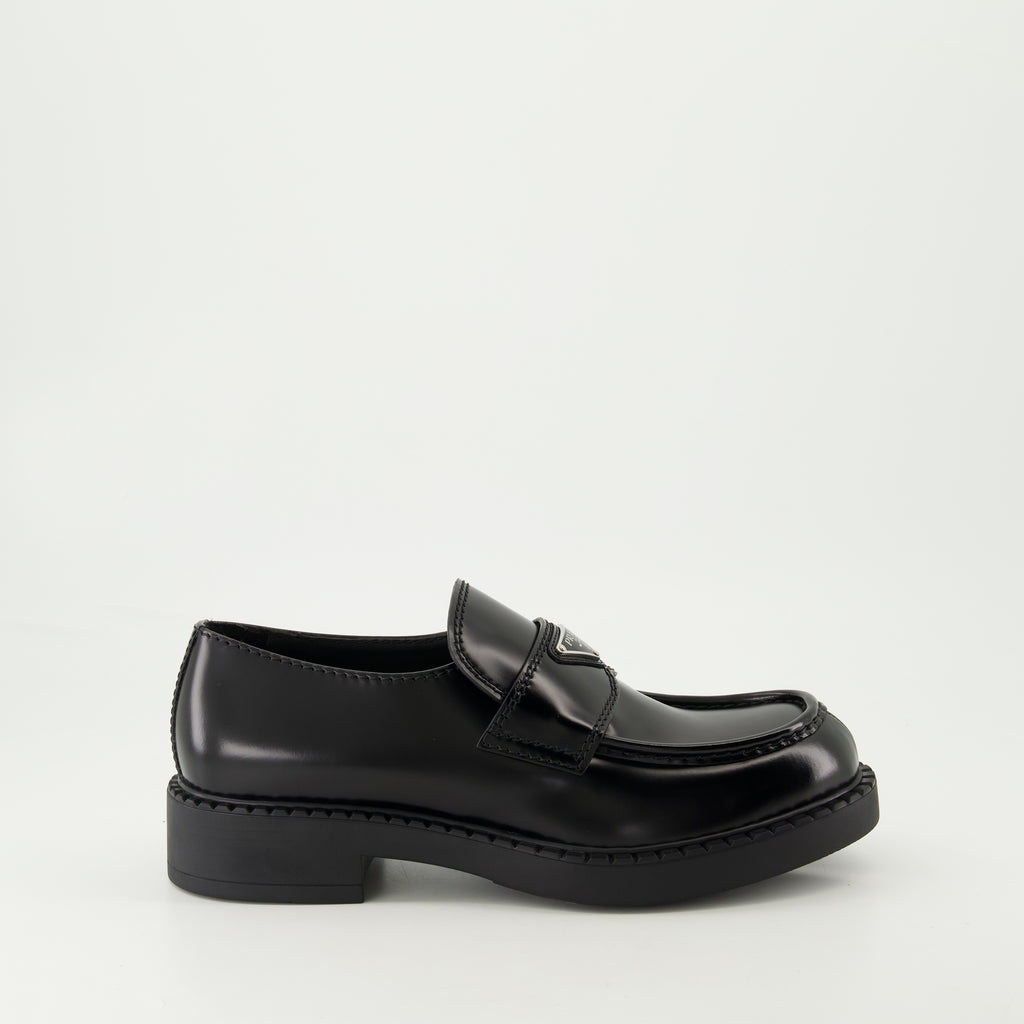 Mocassins Mocassins Chocolate en cuir Prada Noir Homme