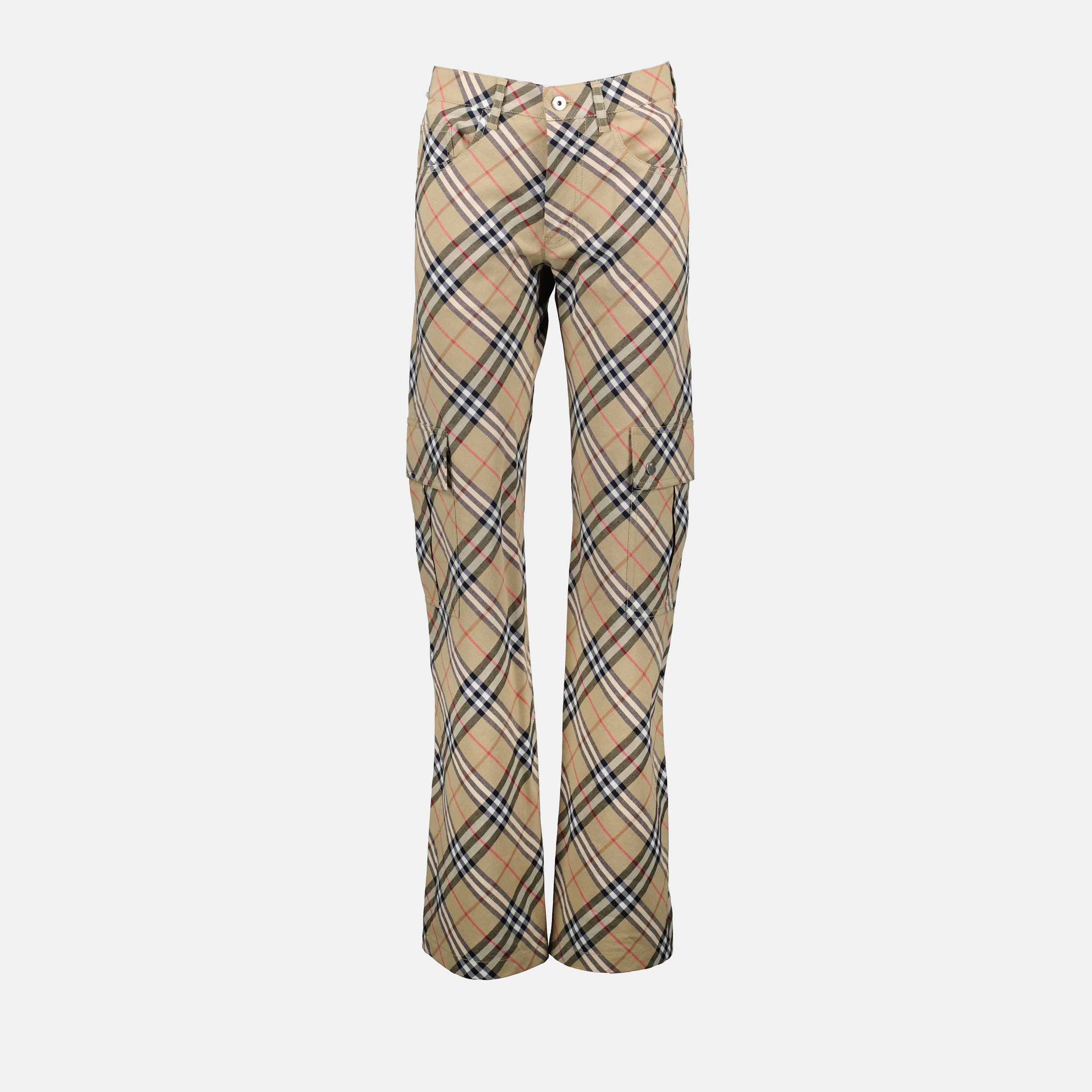 Pantalons Pantalon à carreaux Burberry Beige Femme