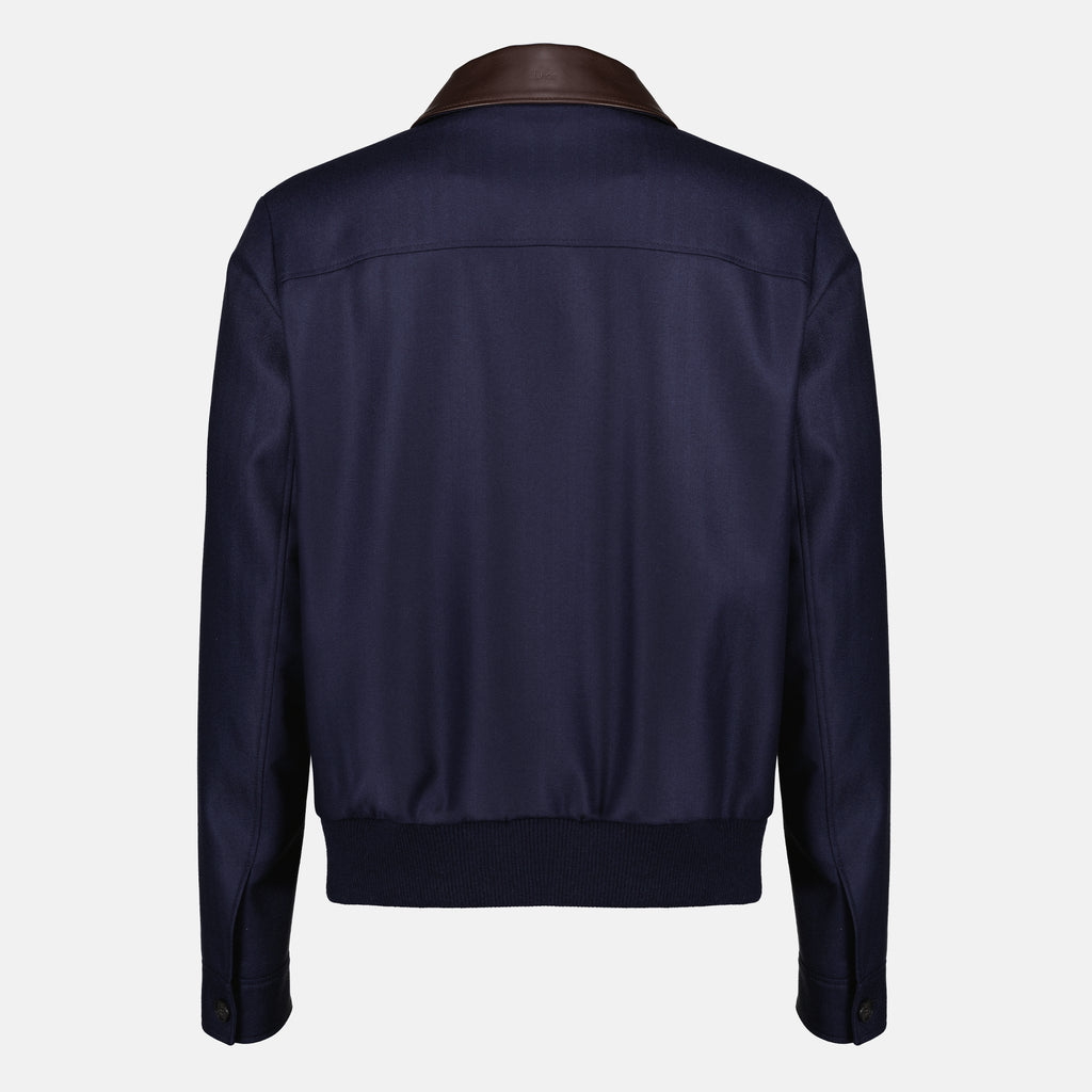 Vestes Navy Leather Collar Jacket Dior Bleu foncé Homme