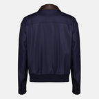 Vestes Navy Lederkragenjacke Dior Bleu foncé Homme