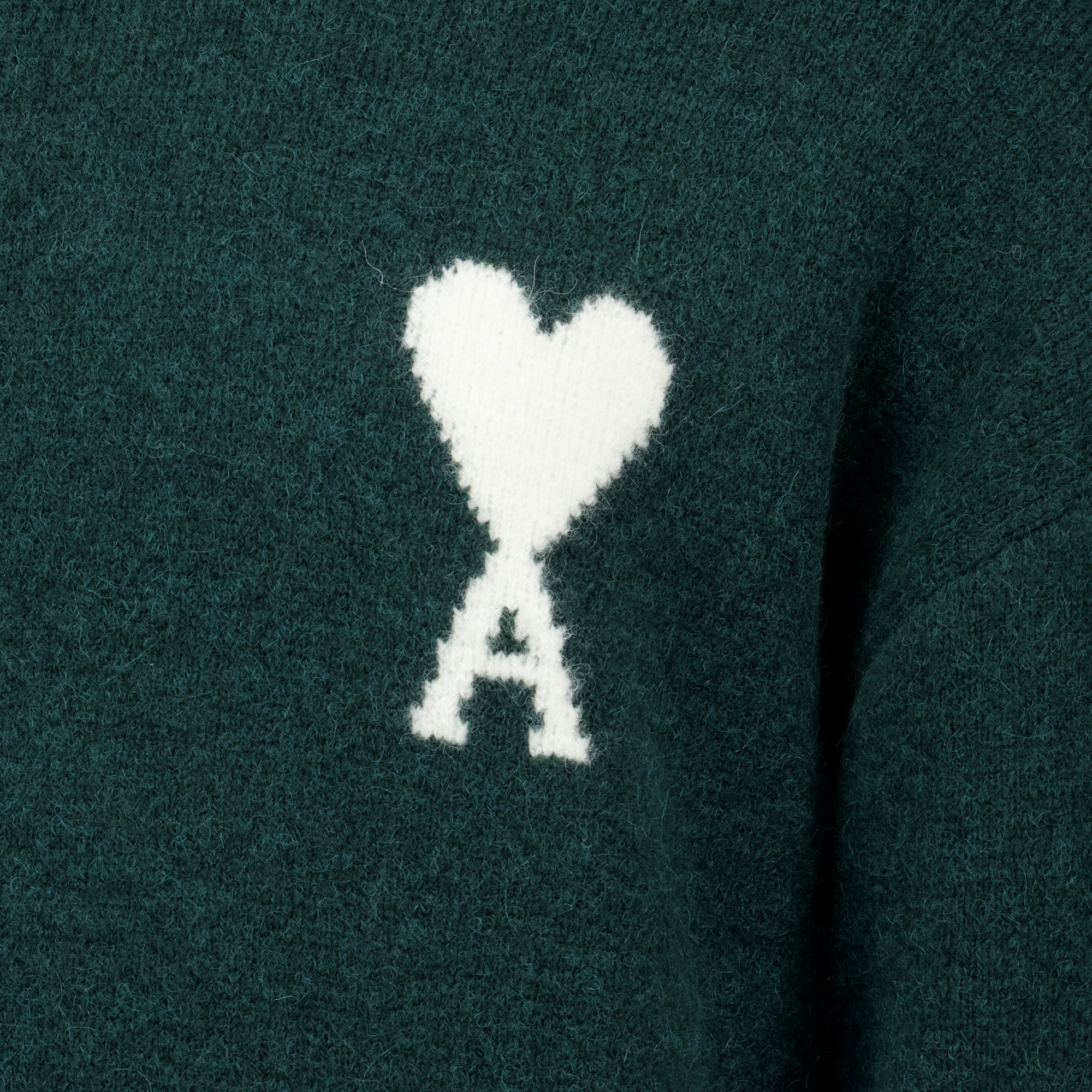 Maille Suéter Verde Corazón AMI en Alpaca Ami PARIS Vert Unisexe
