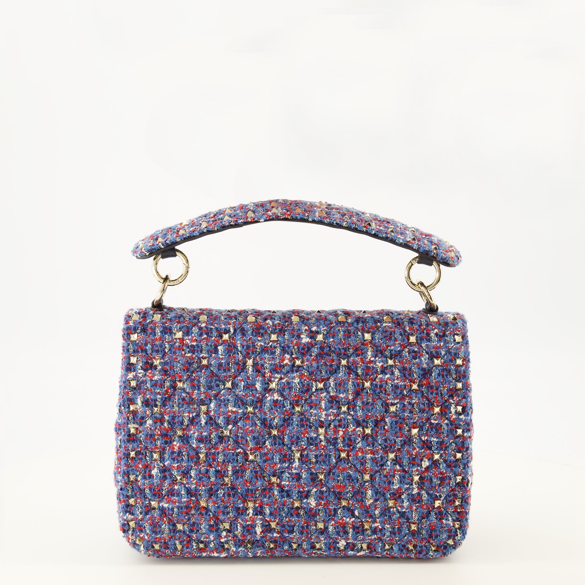 Sacs à main et épaule ミディアム ロックスタッド スパイク バッグ イン ツイード Valentino Garavani Bleu foncé Femme
