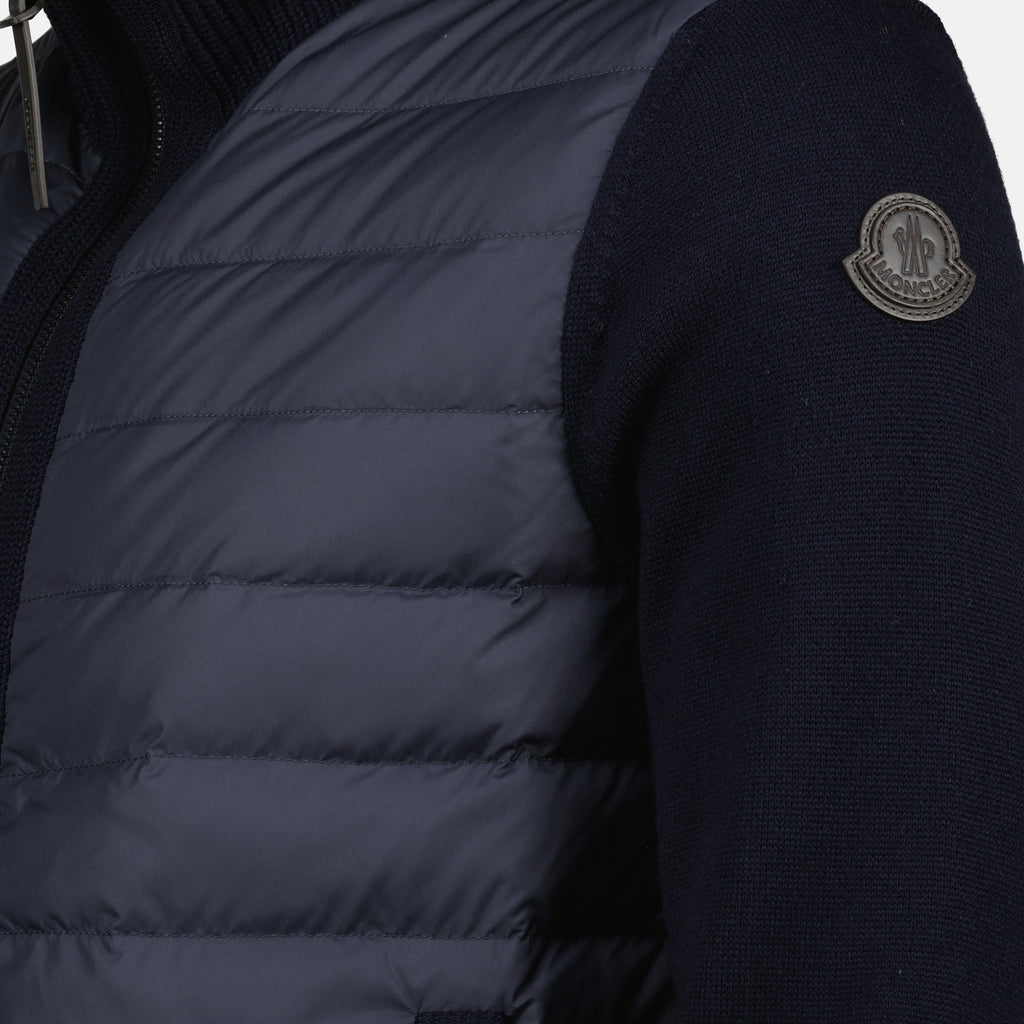 Image de l'article Cardigan bi-matière bleu marine de la marque Moncler pour Homme - Saison Printemps-Été 2026 - Vue détaillée_1