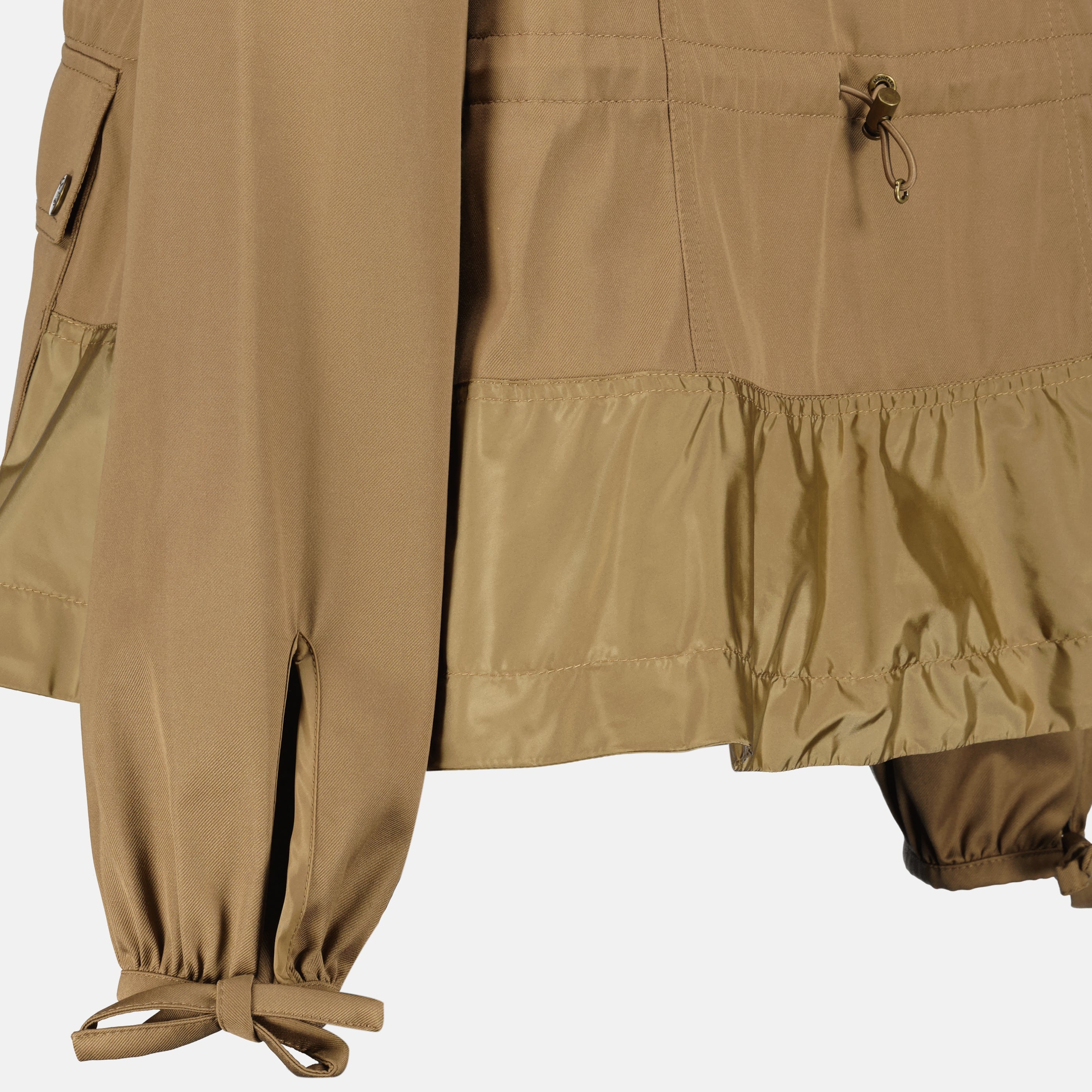 Vestes Casaco com Capuz Adenium em Gabardine de Algodão Moncler Marron Femme