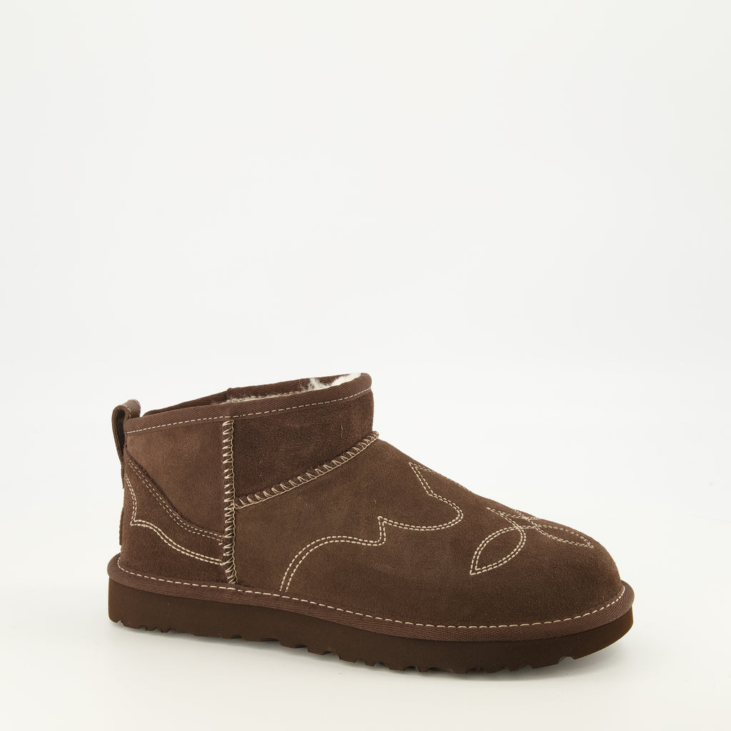 Bottines クラシックウルトラミニウエスタンブラウンブーツ Ugg Marron Femme