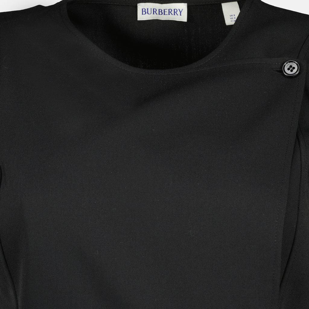 Image de l'article Robe kilt en laine noire de la marque Burberry pour Femme - Saison Automne-Hiver 2025 - Vue détaillée_1