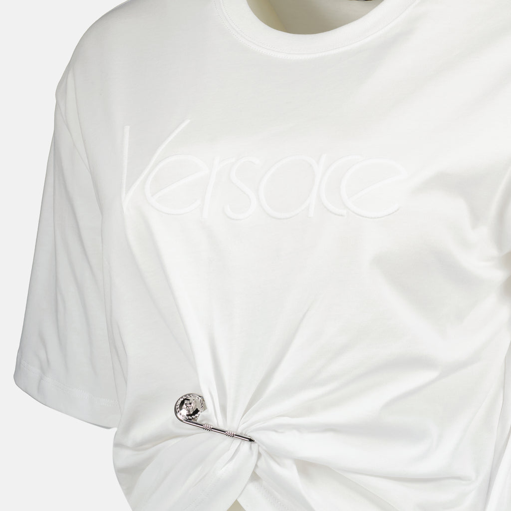 Camisetas Camiseta con Alfiler de Seguridad Versace Blanco Femme