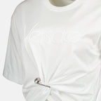 Camisetas Camiseta con Alfiler de Seguridad Versace Blanco Femme
