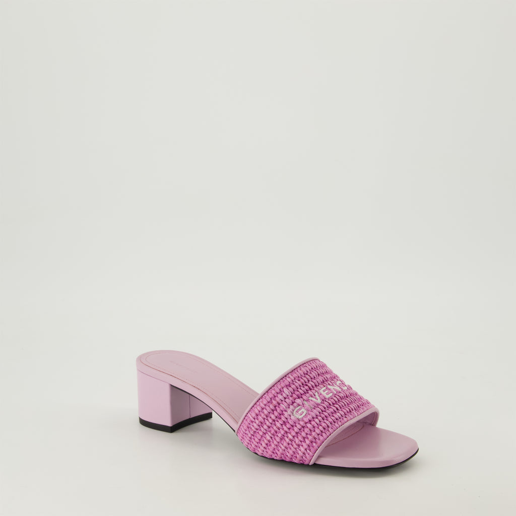 Chaussures ouvertes Mules 4G en raphia Givenchy Violet Femme