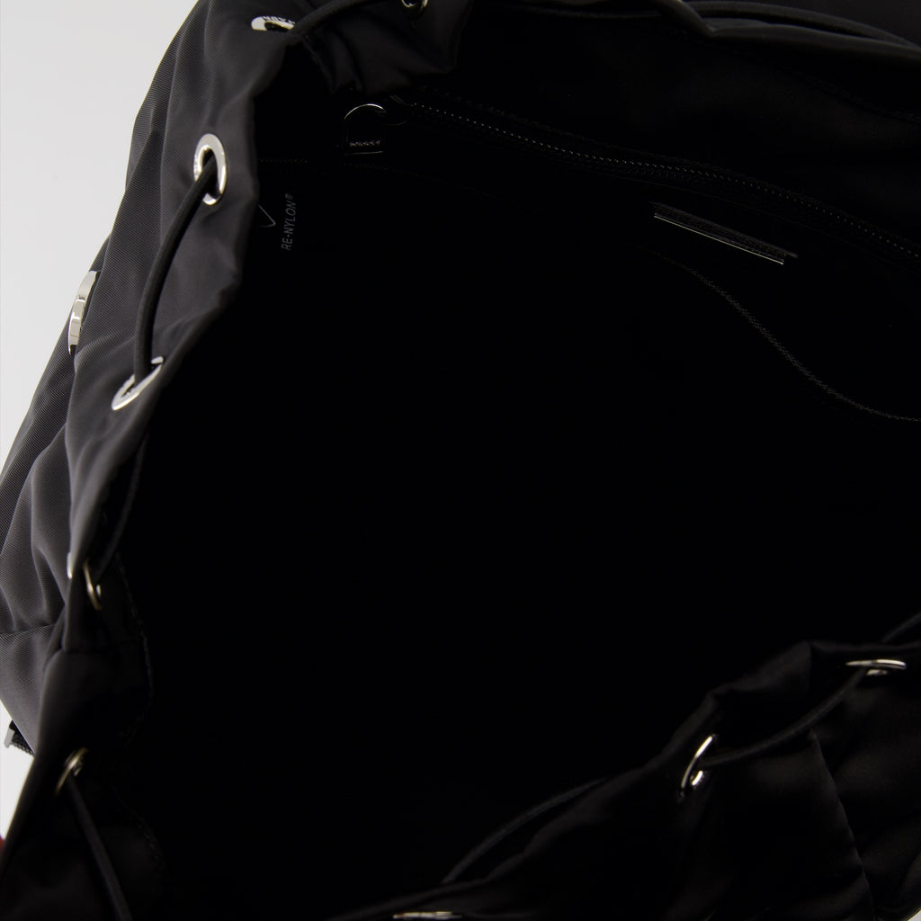 Mochilas Mochila de cuero Saffiano y Re-Nylon Prada Negro Homme