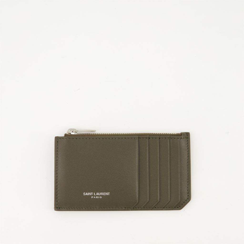 Small leather goods Smooth Leather Card Holder Saint Laurent Khaki Homme