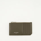 Small leather goods Smooth Leather Card Holder Saint Laurent Khaki Homme