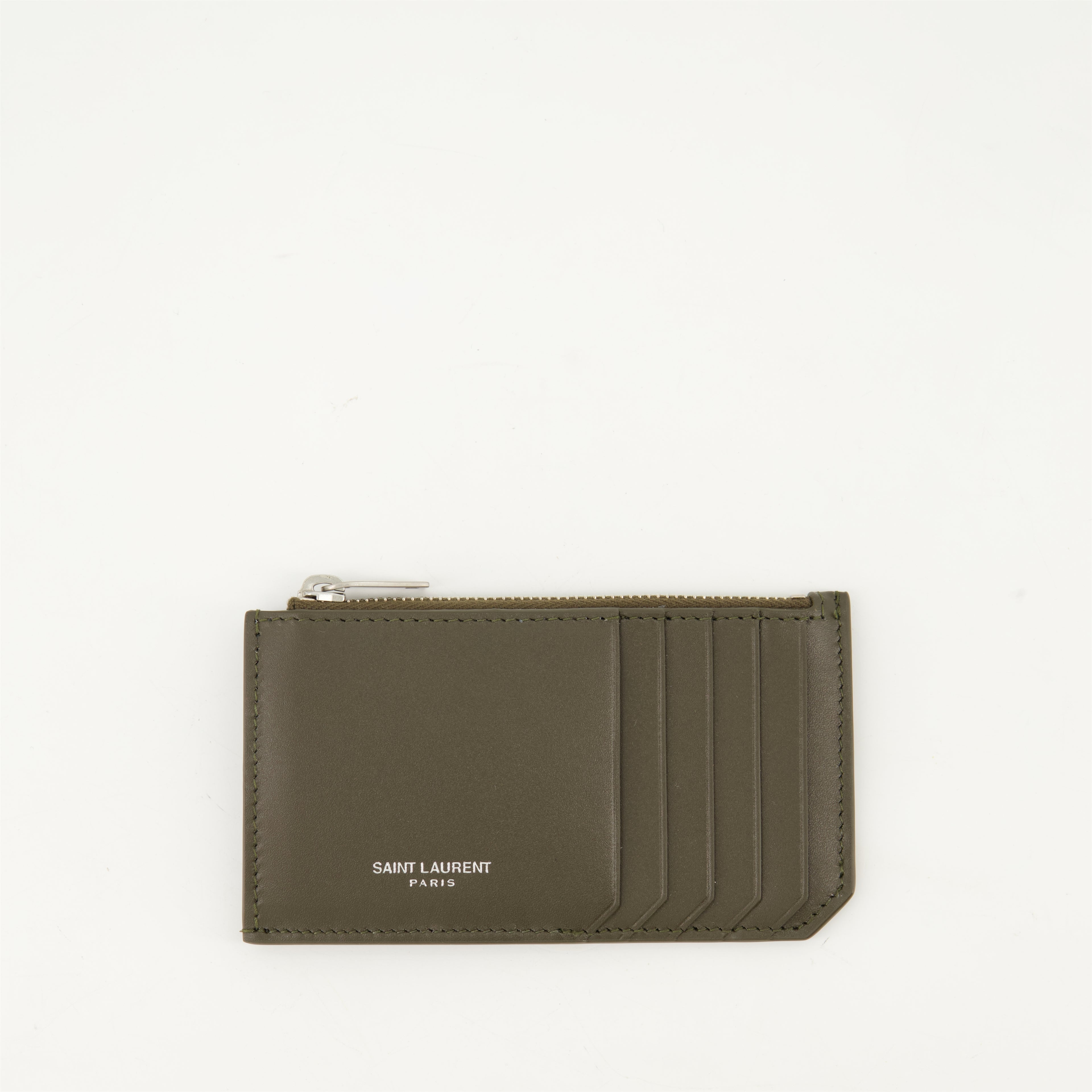 Small leather goods Smooth Leather Card Holder Saint Laurent Khaki Homme