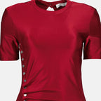 Robes 레드 드레이프 드레스 Rabanne Rouge Femme