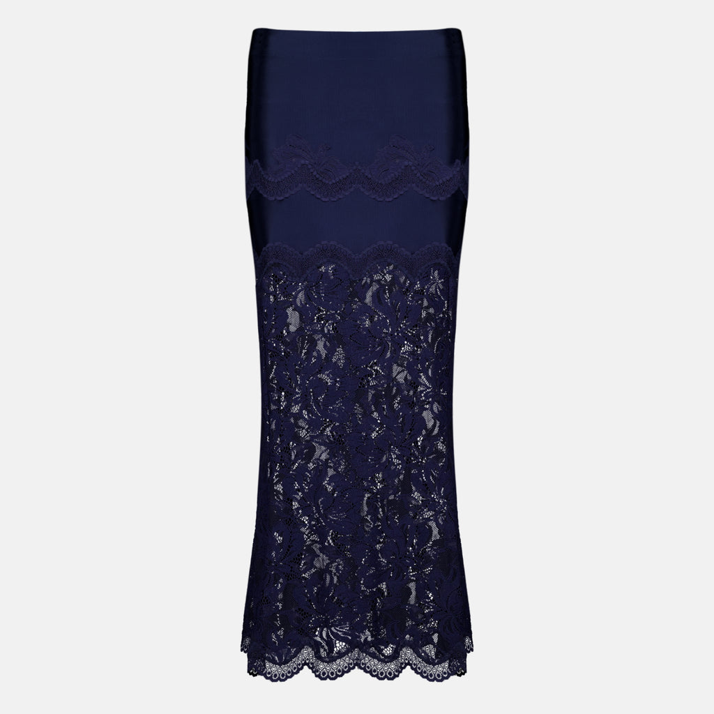 Jupes ネイビーブルーレースミディスカート Rabanne Bleu foncé Femme