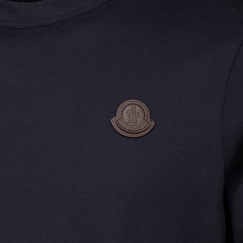 T-shirts 네이비 블루 가죽 로고 티셔츠 Moncler Bleu foncé Homme