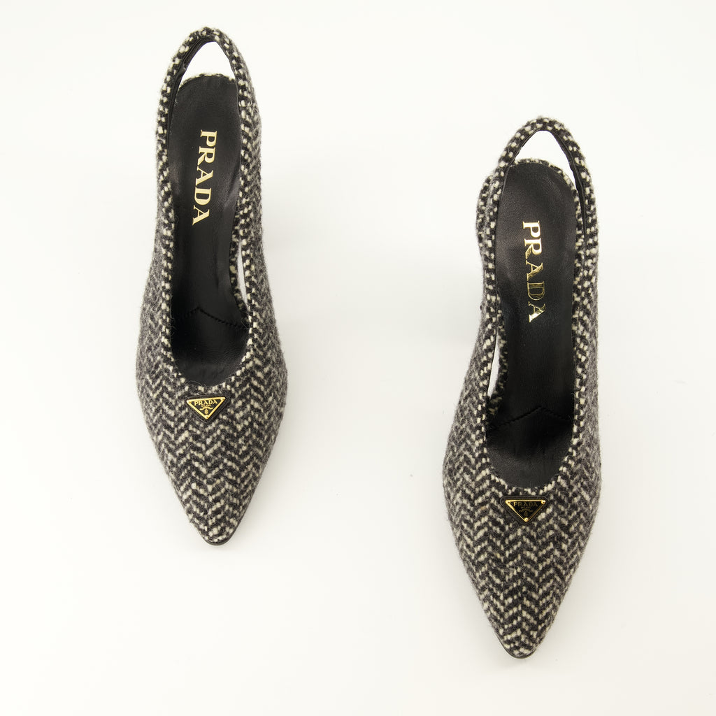 Escarpins シェブロンヒール Prada Gris Femme