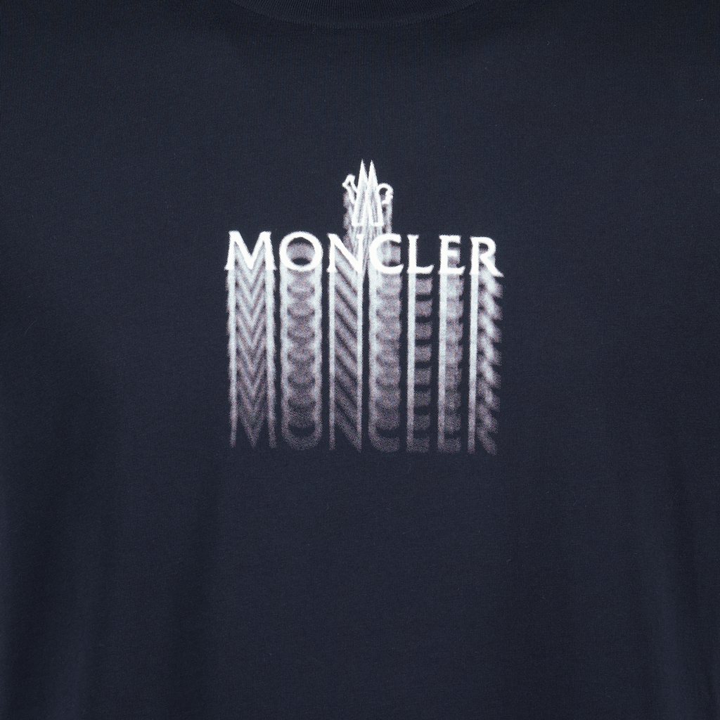 T-Shirts Verblasstes Logo T-Shirt Moncler Dunkelblau Homme