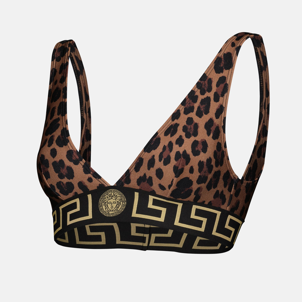 Beachwear Haut de bikini léopard Versace Marron Femme