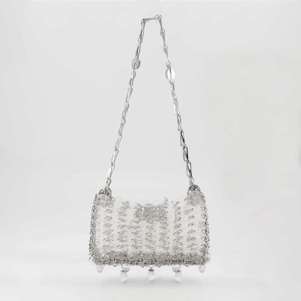 Image de l'article Sac 1969 nano avec cristaux argenté de la marque Rabanne pour Femme - Saison Printemps-Été 2026 - Vue de Dos