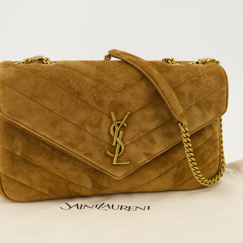 Sacs à main et épaule Bolsa Medium Loulou em Camurça Castanha Saint Laurent Marron Femme