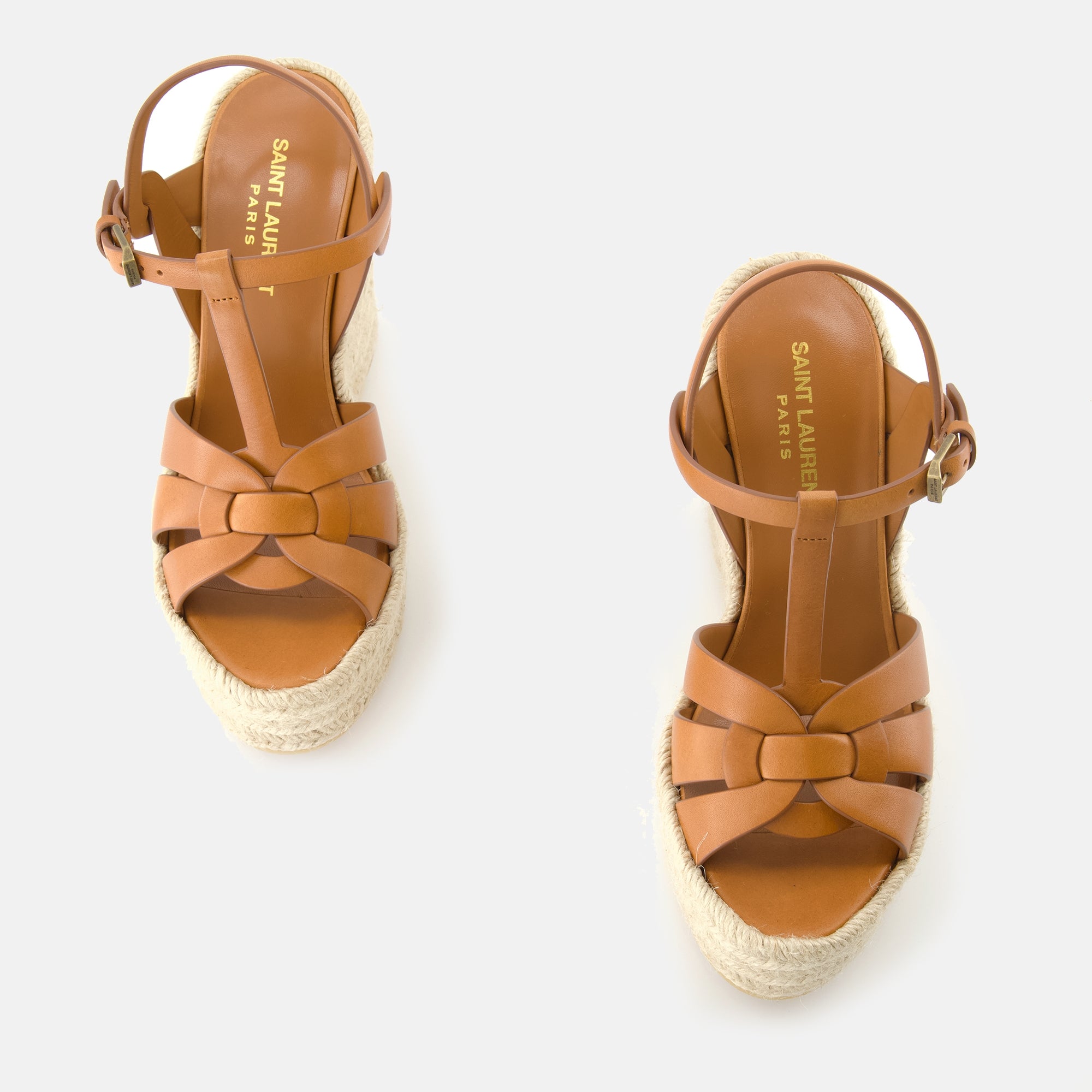 Compensées et plateformes Sandales compensées Tribute Saint Laurent Marron Femme