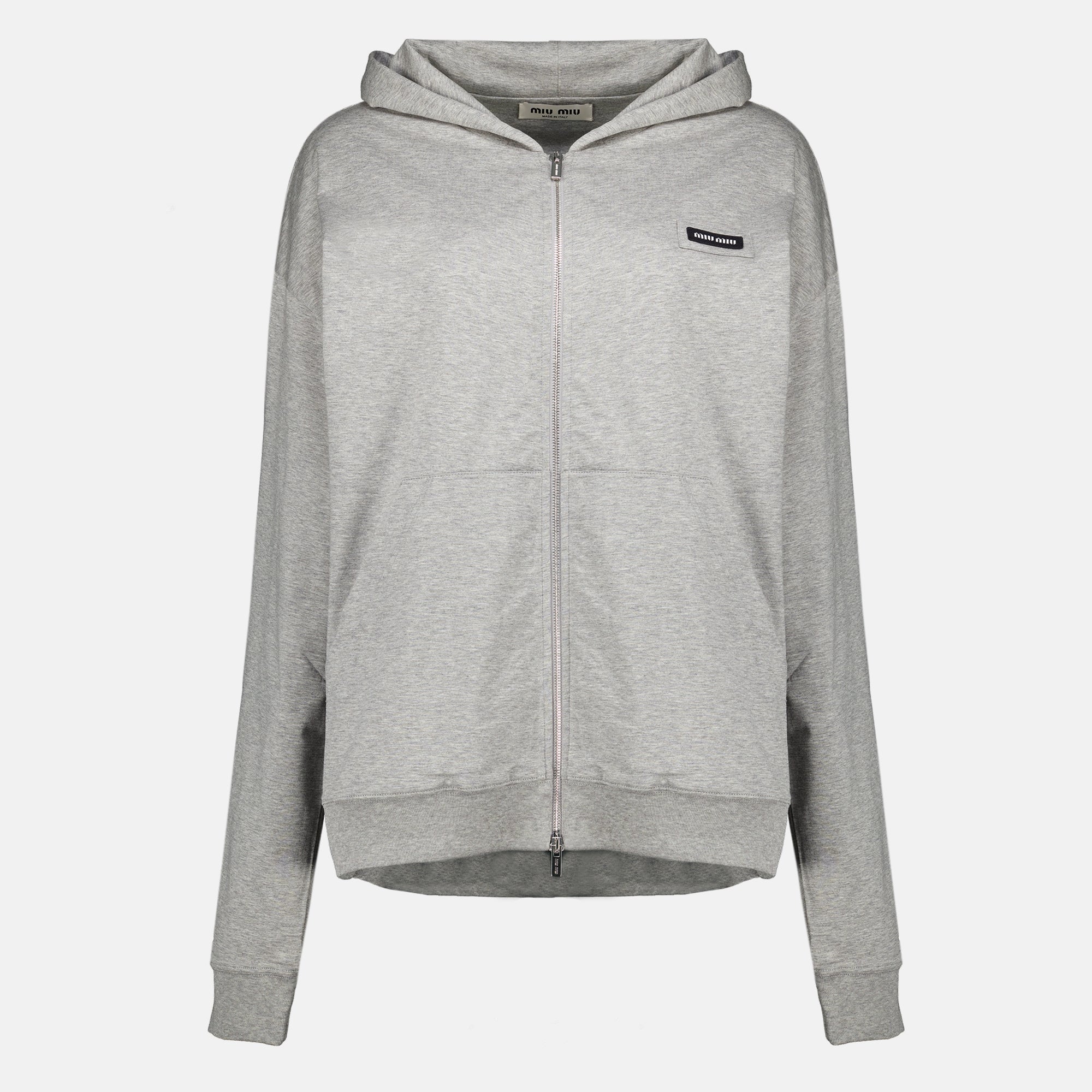 Sweatshirts Veste à capuche molletonné grise Miu Miu Gris Femme