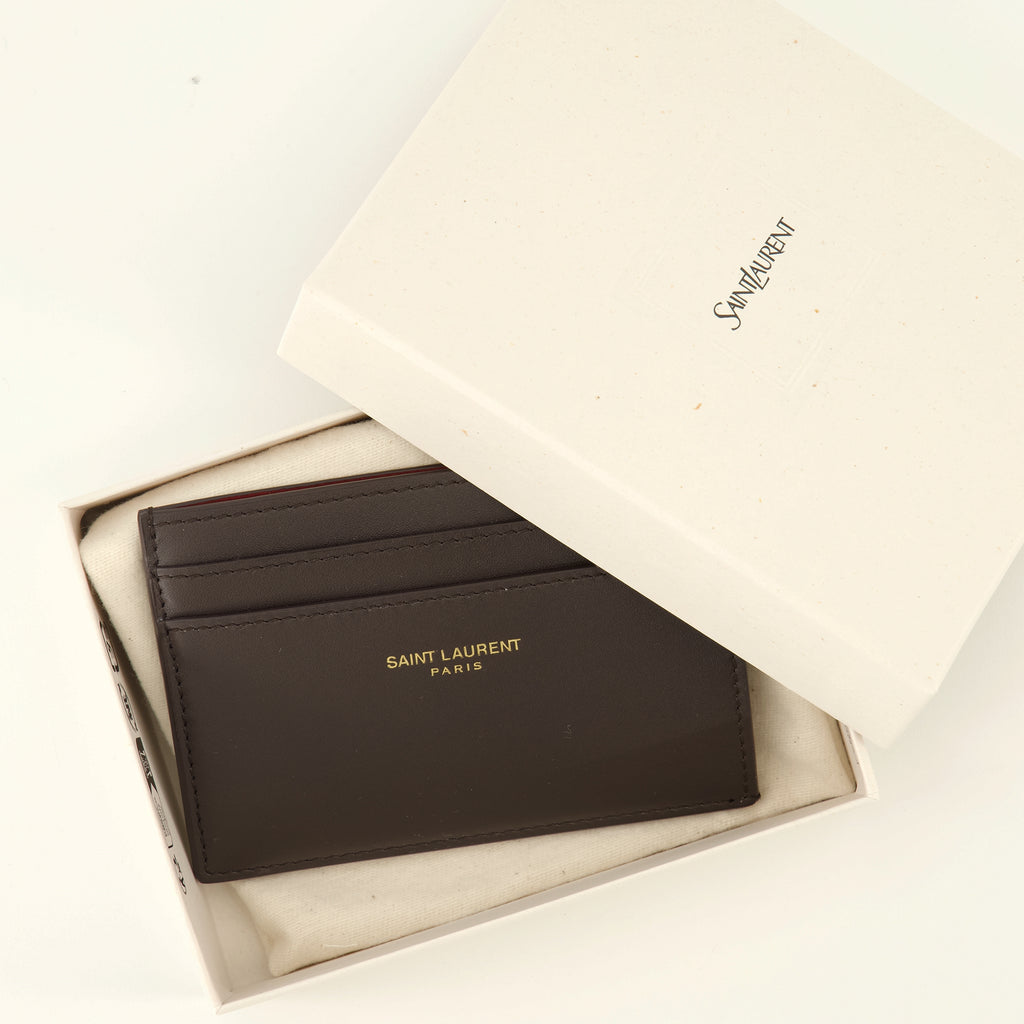 Petite maroquinerie Brauner Lederkartenhalter Saint Laurent Paris Saint Laurent Marron Homme