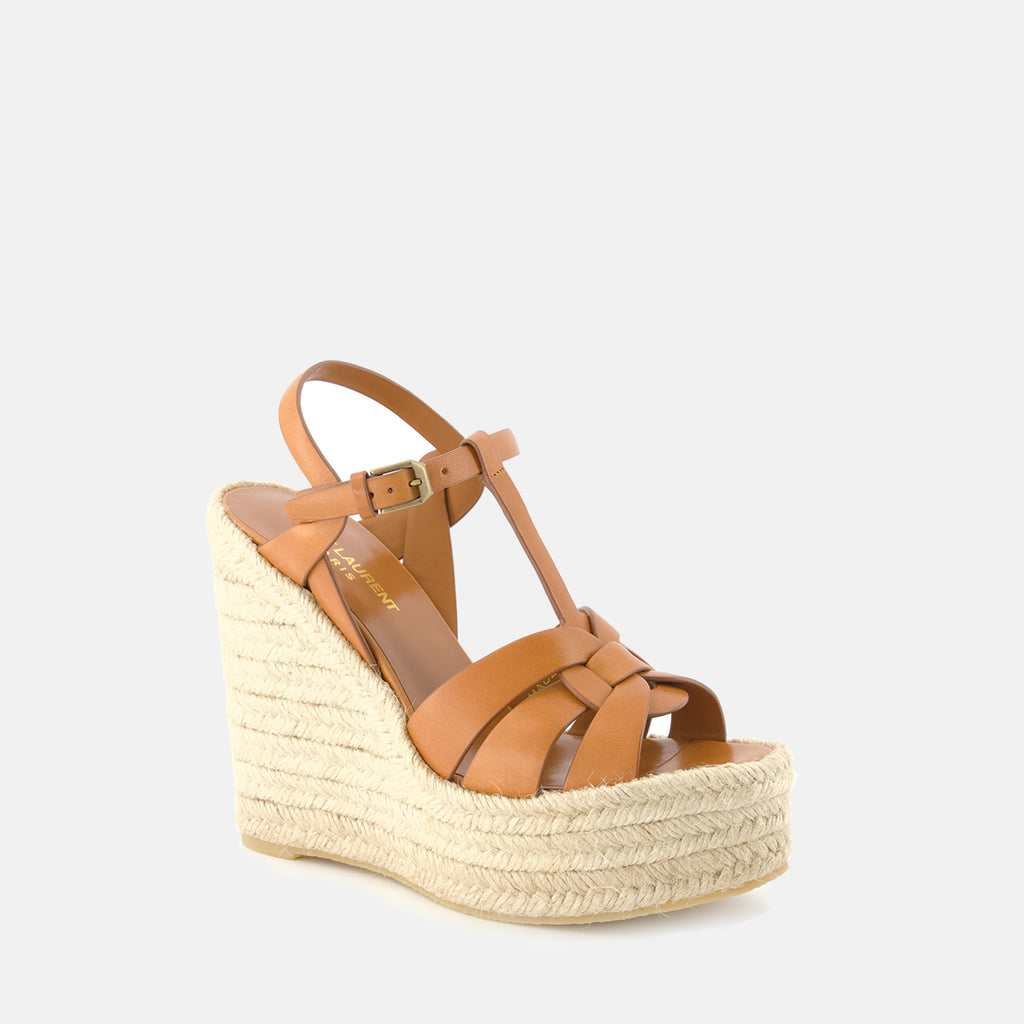 Compensées et plateformes Sandales compensées Tribute Saint Laurent Marron Femme