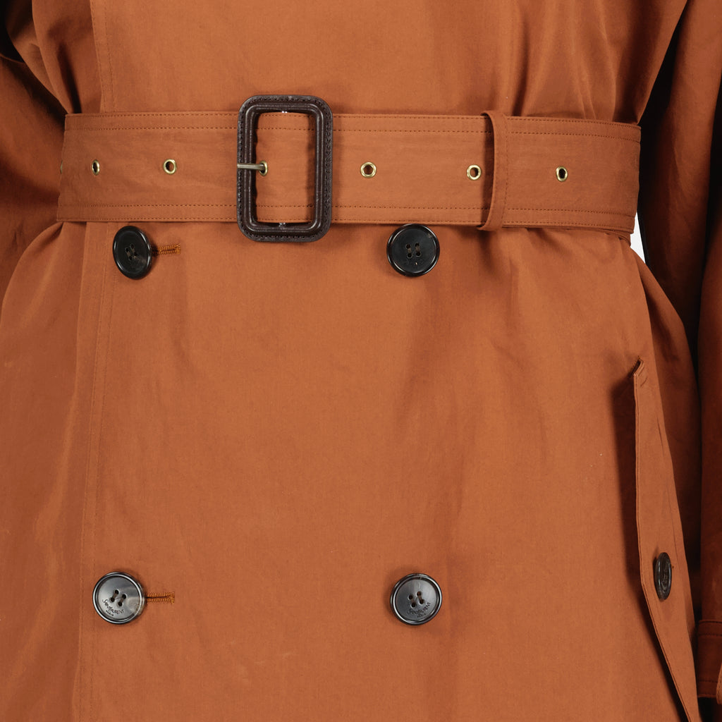 Image de l'article Trench en coton et soie marron de la marque Saint Laurent pour Femme - Saison Printemps-Été 2026 - Vue détaillée_2