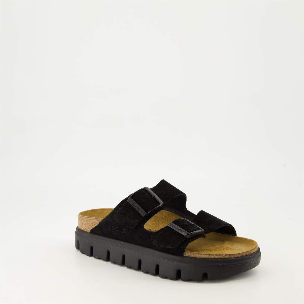 Zapatos abiertos Claquettes Arizona à plateforme Birkenstock Negro Femme