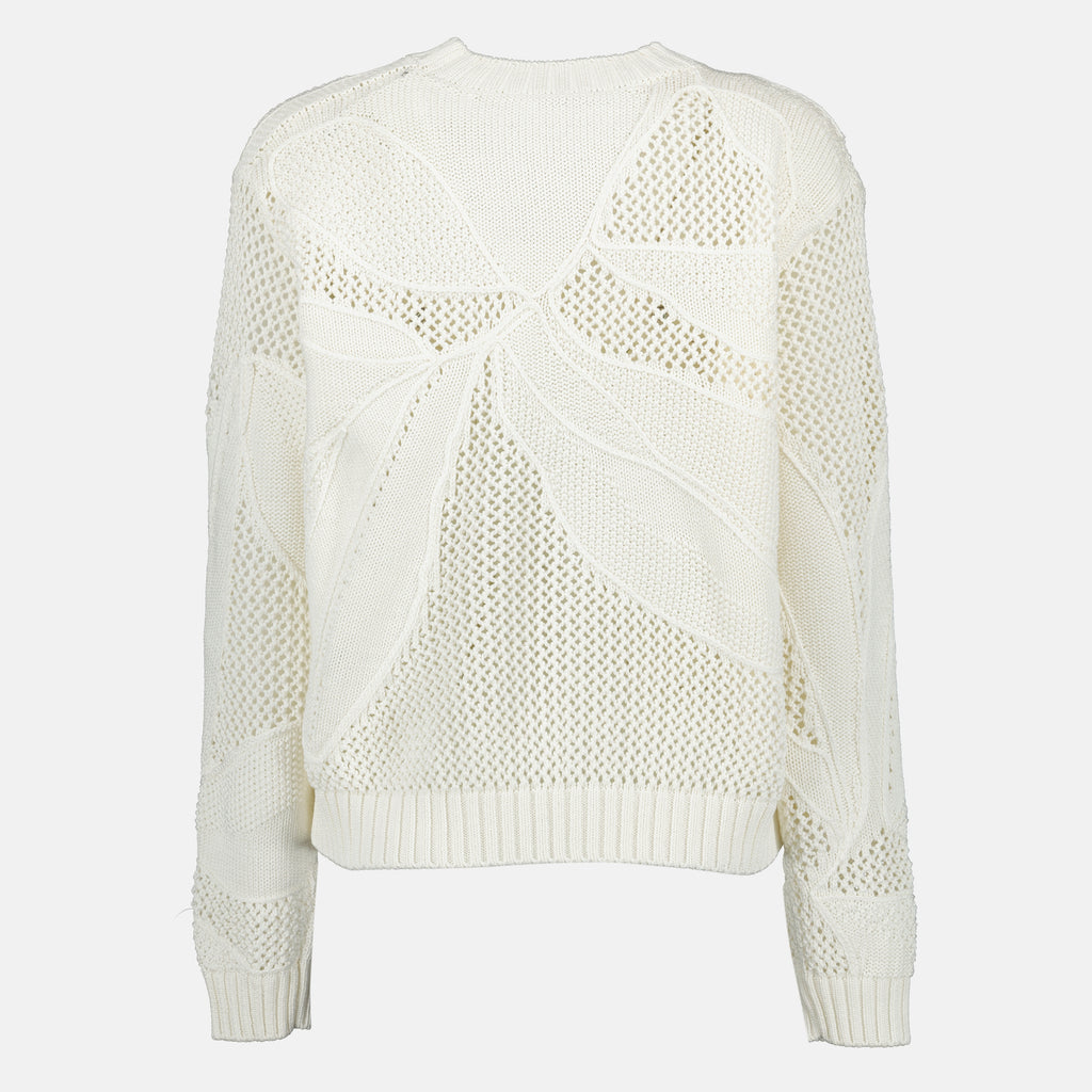Imagem do pullover branco em algodão bordado da marca Max Mara para mulher - Temporada Primavera-Verão 2026 - Vista Traseira