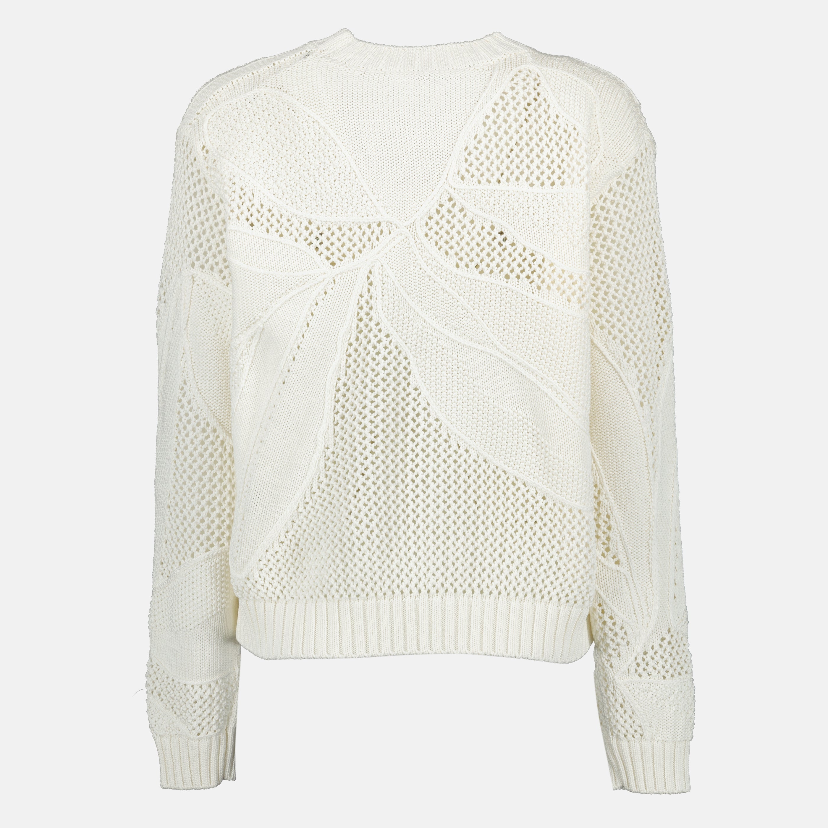 Imagem do pullover branco em algodão bordado da marca Max Mara para mulher - Temporada Primavera-Verão 2026 - Vista Traseira
