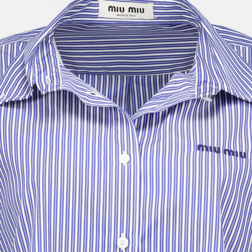 Chemises Camisa de popelín a rayas en navy Miu Miu Bleu foncé Femme